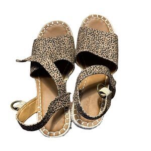 Leopard Print Sandals with Ankle Strap